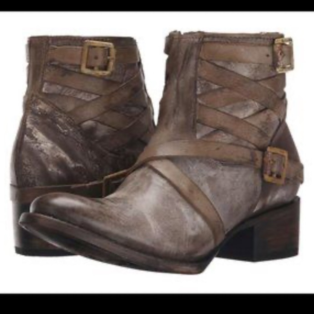 Freebird by Steven Sammi Brown Ankle Booties with Distressed Leather size 6